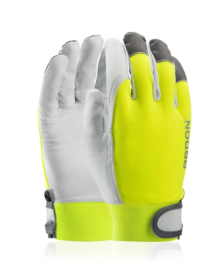 Kombinované rukavice ARDON®HOBBY REFLEX - s prodejní etiketou - hi-vis žlutá