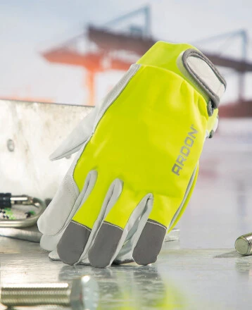 Kombinované rukavice ARDON®HOBBY REFLEX - s prodejní etiketou - hi-vis žlutá