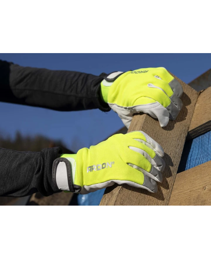 Kombinované rukavice ARDON®HOBBY REFLEX - s prodejní etiketou - hi-vis žlutá