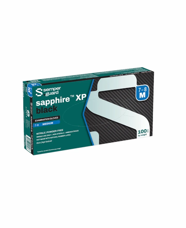 Jednorázové rukavice SEMPERGUARD®Sapphire XP black - nepudrované - černé