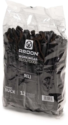 Máčené rukavice ARDON®BUCK BLACK - maloobchodní balení 12 párů - černá