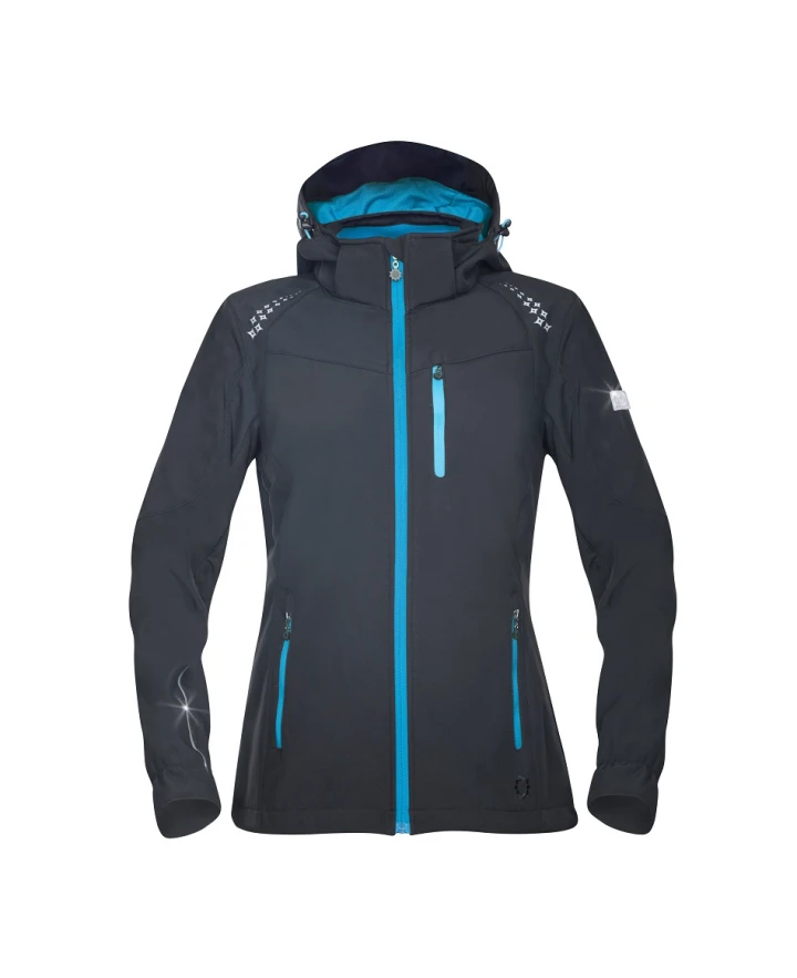 Kurtka damska softshell ARDON®FLORET czarna (niebieskie zamki)