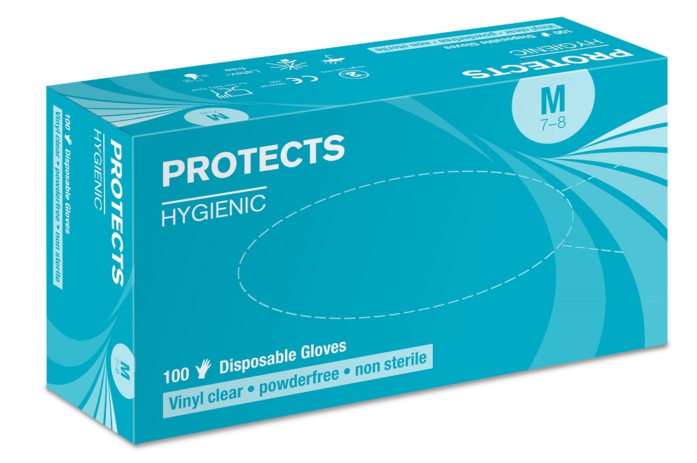 Jednorázové rukavice PROTECTS HYGIENIC VINYL  - nepudrované - čiré DOPRODEJ